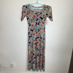 LuLaRoe Womens Half Sleeve Maxi Dress‎ Blue With Floral Design Sz M NWT.